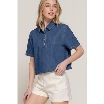 Short Sleeve Boxy Denim Shirt