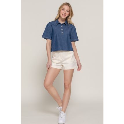 Short Sleeve Boxy Denim Shirt