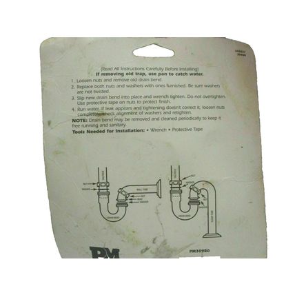 Popular Mechanics Lavatory/Kitchen Drain Bend J Bend 1.5" or 1.25" Tube Chrome