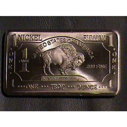 Rare Mint 1Oz Troy Ounce Nickel Bullion Bar 999 Pure Fine