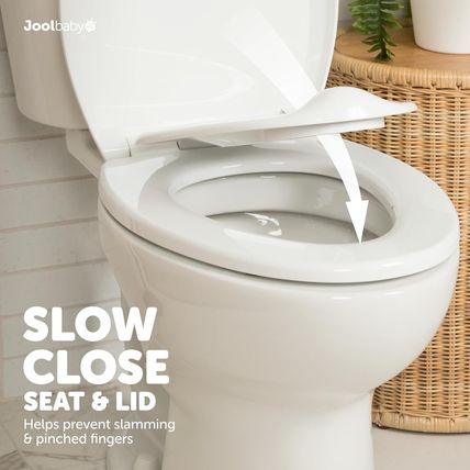 Quick Flip Elongated Toilet Seat with Built-In Potty & Splash Guard for Toddler