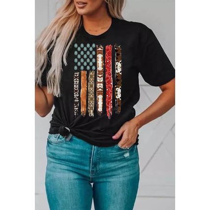 Black Western American Flag Graphic Tee