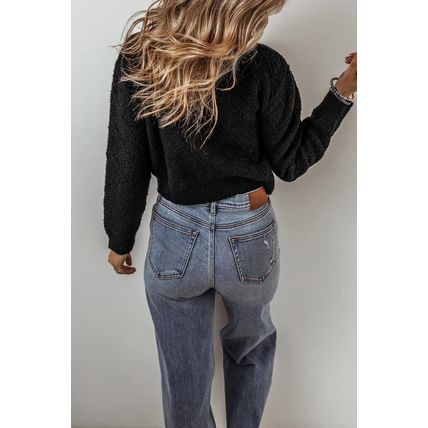 Black Shimmer Flap Pocket Button up Cardigan