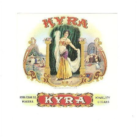 CIGAR BOX LABEL ' KYRA CIGAR CO.' ( 1996 )