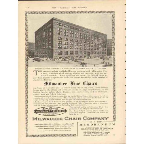 milwaukee chair company 1912 marshall field co chicago il vintage ad