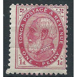 Tonga 1887 SG1b 1d Carmine P12x11.5 Mounted Mint..