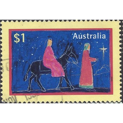 AUSTRALIA, CHRISTMAS, Ride to Bethlehem, blue & yellow 1998, $1, #4