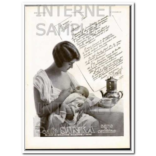 SANKA 1930 French breastfeeding baby caffeine free coffee vintage ad