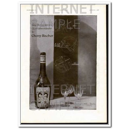 ROCHER FRERES 1930 French Blanc Demilly art cherry liqueur vintage ad