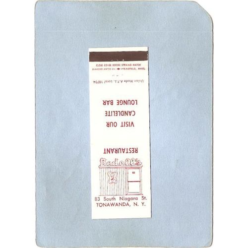 New York Tonawanda Matchcover Bedell's Restaurant 83 South Niagara St w/In~2425