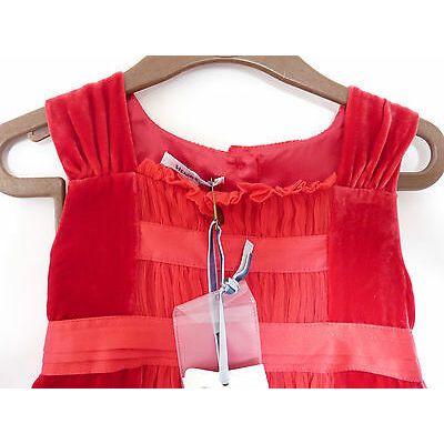 Silvian Heach Baby Girls Red Chiffon Velour Panel Dress RET £45 9-12m BNWT