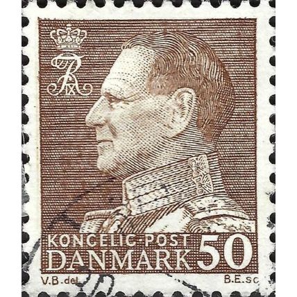 DENMARK, King Frederick IX, brown 1967, 50ore, #3