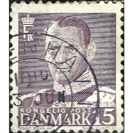DENMARK, King Frederick IX, dark violet 1950, 15ore, #3