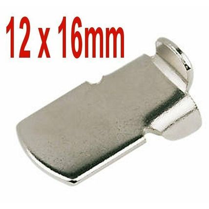 Shelf support clips / bracket 12mm x 16mm / Nickel plated steel - PACK OF TWO