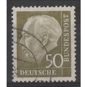GERMANY 1954 - President Heuss definitive - 50pf olive - SG 1122e - Used