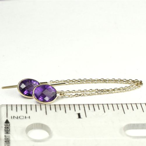 Amethyst, 14KY Gold Threader Earrings, E005
