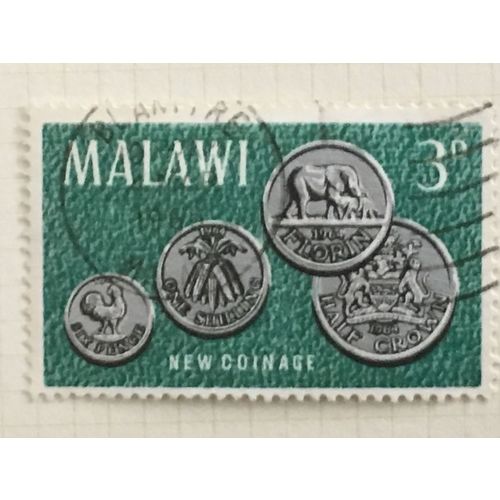 Malawi 1965 New Coinage 3d lion elephant cockerel Used SG232 Sc 22 postage stamp