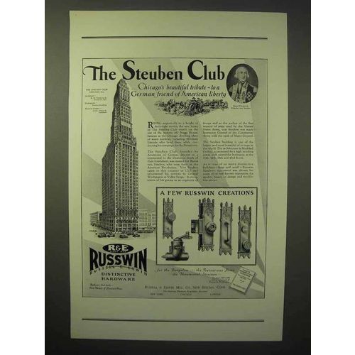 1929 Russwin Hardware Ad - The Steuben Club, Chicago