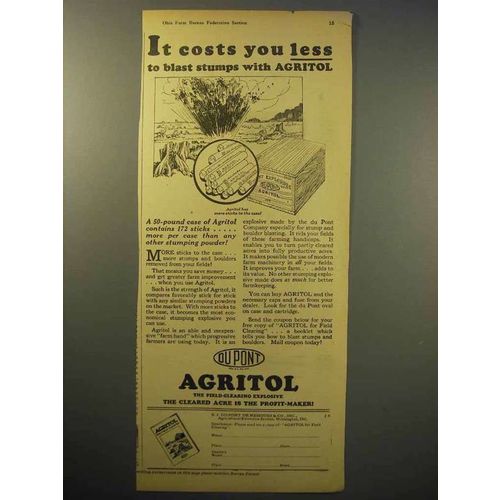 1930 DuPont Agritol Explosive Ad - Blast Stumps