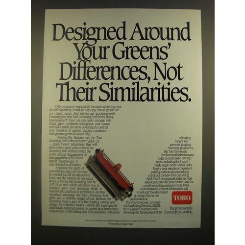 1988 Toro Ad - Grooming Reel for Riding Greenmaster Mower