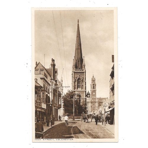 NICE ANIMATED PRINTED POSTCARD OF HIGH STREET COLCHESTER ESSEX (3558)