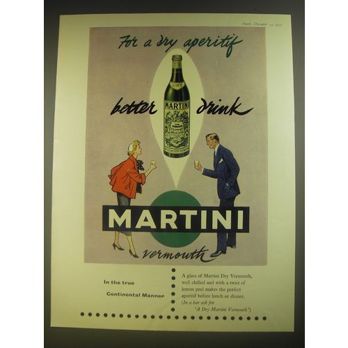 1955 Martini Vermouth Ad - For a dry aperitif better drink Martini