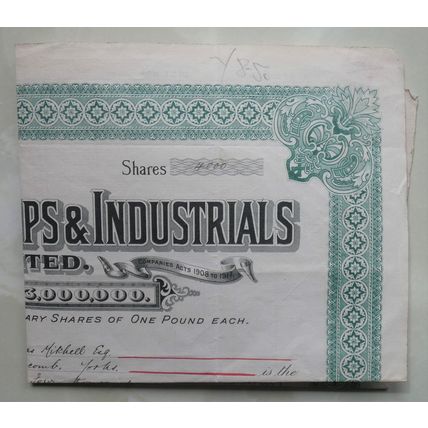 Gould Steamships & Industrials Limited 1920 4000 Shares Stock/Share Certificate