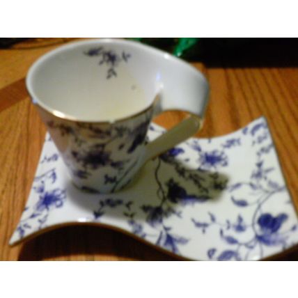 Adelaine Fine China teacup and curved snack plate set of 2