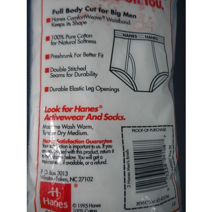 VTG Hanes Briefs 2X (46-48) 1995 USA Made Sealed Men's NOS'96 Olympics promo