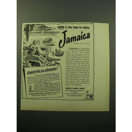 1950 Jamaica Tourism Ad - Now is the time to enjoy Jamaica