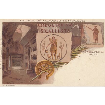 Rome Souvenir Des Catacombes De St Calliste Old Postcard