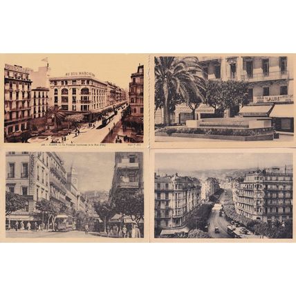 Alger La Fontaine Rue D'Isly Antique Algeria 4x Postcard