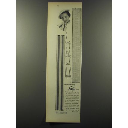 1953 Edgar C. Hyman Echo Scarfs Ad - Long lithe and lovely french ties by Echo