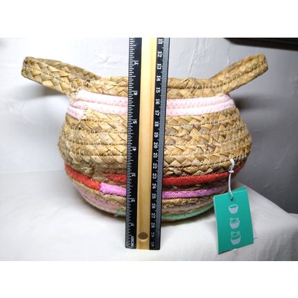 Pillowfort Water Hyacinth & Coiled Rope Stripe Collapsible Storage Basket Easter