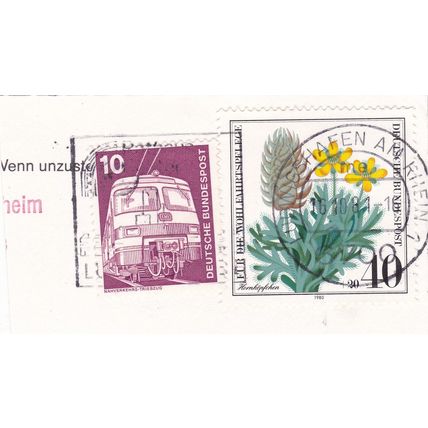 Ludwigshafen Postmark + Slogan Germany 1981 on Ceratocephalus 40+20pf + train