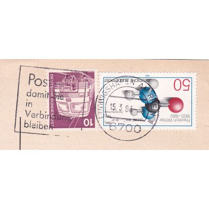 Ludwigshafen Postmark + Slogan Germany 1983 on Train 10pf + Friedrich Wohler 50p