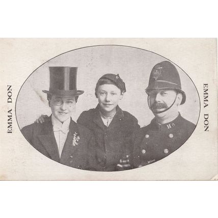London Policeman Boy Eyeglass Top Hat Poss Scout Old Postcard