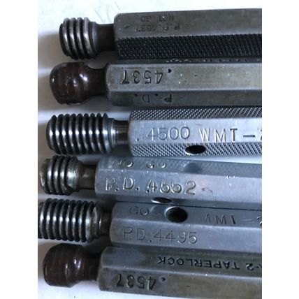 LOT 6 GO NO GO .4537,.4552,.4495,.4500,1/2"-13 LH & RH THREAD & PLUG GAUGES,SB
