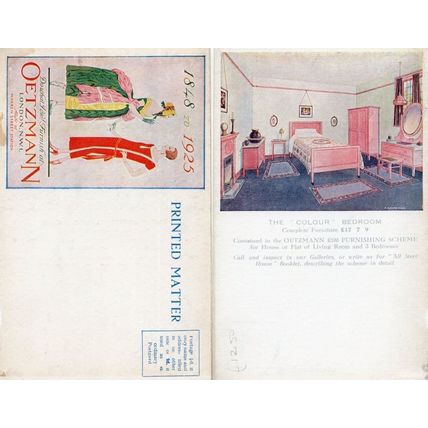 Oetzmann Pink Bedroom Furniture Old London Advertising Postcard
