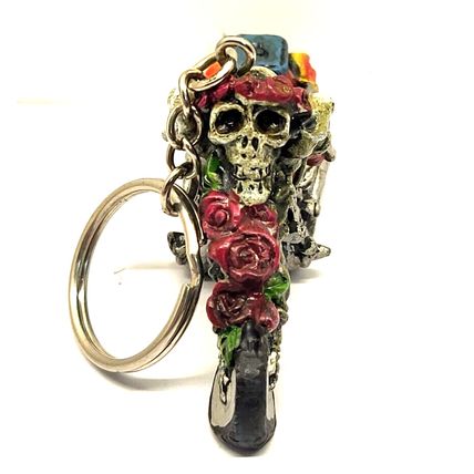 2 1/2" Skeleton Motorcycle Bike Keychain Bag Purse/Luggage Charm Clip Fob