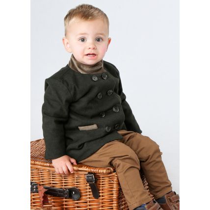 Mose Baby Kids Formal Smart Dark Green Pea Over Coat Brand New RRP £45