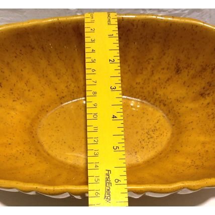 Haeger Pottery MCM Oval 12" Planter Yellow Speckled Ribbed Sides 4020C USA Fall