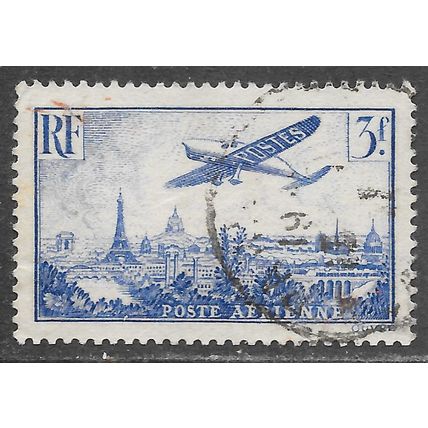 FRANCE 1936 AIRMAIL AIR PLANE OVER PARIS VIEW 3F USED SG538 538 PA 14 YT
