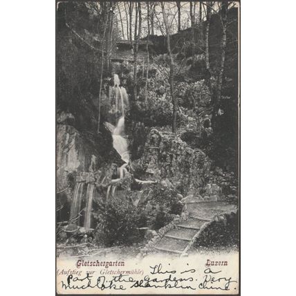 Aufstieg zur Gletschermühle, Gletschergarten, Luzern, 1905 - AK