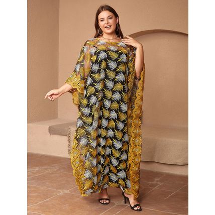 Plus Size clothing lace embroidered long dress African women's two-piece set