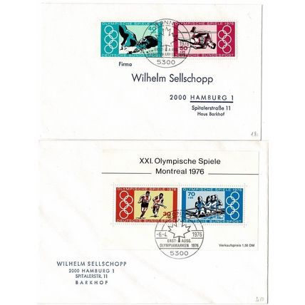 GERMANY DEUTSCHE BUNDESPOST 1976 OLYMPIC GAMES SET & MINISHEET FIRST DAY COVERS