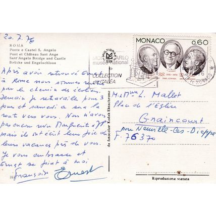Roma Castel S Angelo Italy Postcard posted 1976 creased