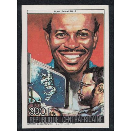 Central African Rep. Ronald MacNair Challenger's Astronaut 300f Imperf 1986