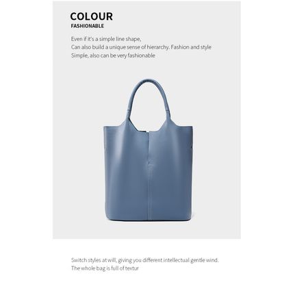 Ladies' Large Capacity Genuine Soft Leather Tote Bag Blue