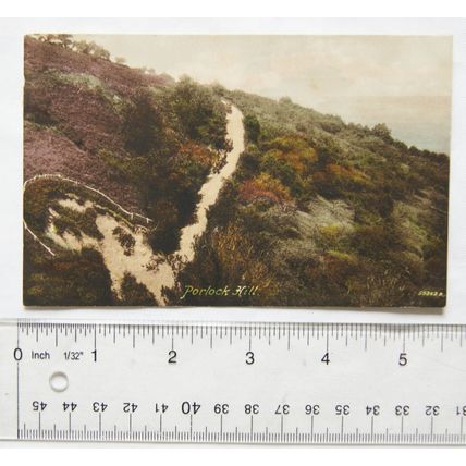 vintage colour postcard Porlock Hill